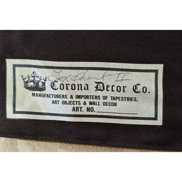 Vintage Corona Decor Fox Hunt Hounds Hunt Scene Tapestry Wall Art 21" x 21" - Picture 8 of 9